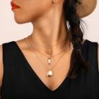Alloy Disc & Bar Pendant Layered Necklace B37206 - One Size