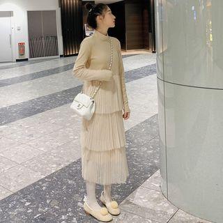 Long Sleeve Mock Neck Layered Dress