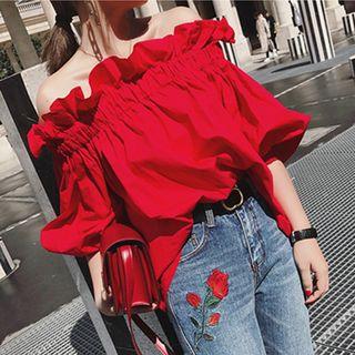 Off Shoulder Frill-trim Top