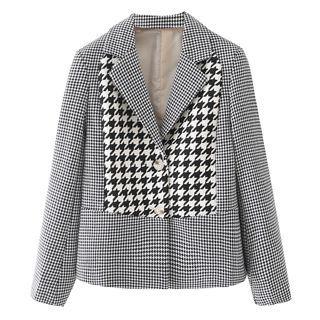 Paneled Houndstooth Blazer