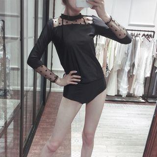Set Of 3: Long-sleeve Swim Top + Tankini + Swim Shorts