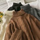 Slim-fit Turtleneck Cable-knit Sweater