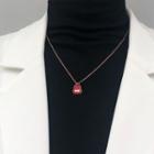 Cow Pendant Necklace 1pc - Red - One Size