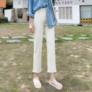 Frayed Straight Leg Jeans (various Designs)
