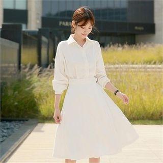 Buckled-waist Shirtdress