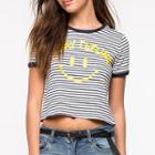 Smiley Print Striped Short-sleeve T-shirt