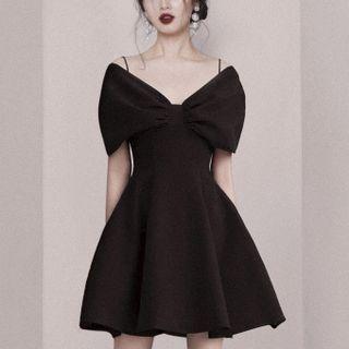 Short-sleeve Cold Shoulder Party A-line Dress