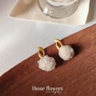 Alloy Pom Pom Dangle Earring 1 Pair - C-485 - Gold & White - One Size