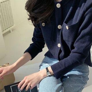 Dual-pocket Button-detail Cardigan