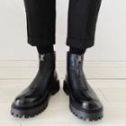 Zipped Platform Block Heel Short Boots