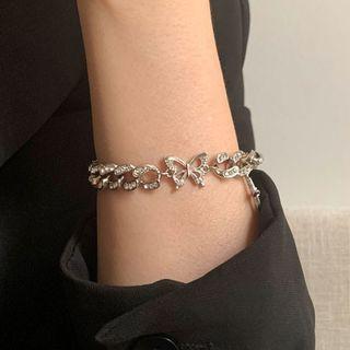 Butterfly Cz Bracelet Silver - One Size