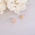 925 Sterling Silver Cat Eye Stone Leaf Earring 1 Pair - 925 Silver - Es1297 - Rose Gold - One Size