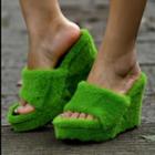 Fleece Wedge Slide Sandals