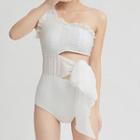 One-shoulder Ruffle Cut-out Swimsuit
