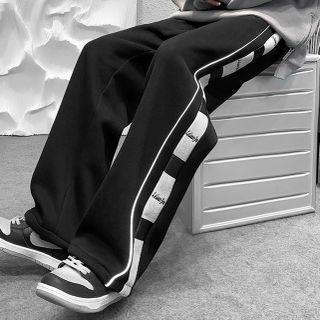 Lettering Panel Drawstring-cuff Sweatpants