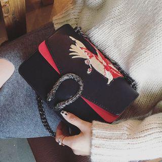 Embroidered Chain Strap Crossbody Bag