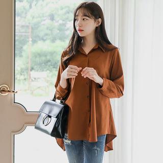 Tie-waist Handkerchief-hem Blouse
