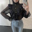 Ruffle Lace Panel Blouse