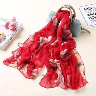 Flower Scarf Wine Red - One Size
