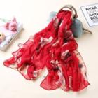 Flower Scarf Wine Red - One Size