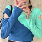 Two-tone Cutout Cropped T-shirt