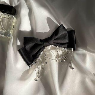 Rhinestone Fringe Bow Hair Clip