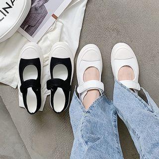 Adhesive Strap Canvas Mary Jane Flats