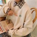 Embroidered Loose-fit Sweatshirt Almond - One Size