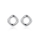 Simple And Fashion Hollow Geometric Round Stud Earrings Silver - One Size