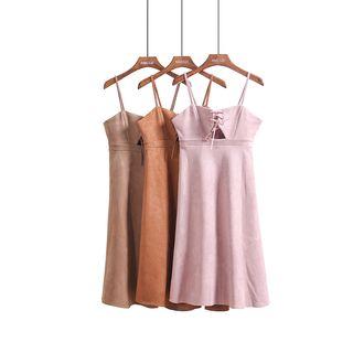 Faux-suede Sleeveless A-line Dress
