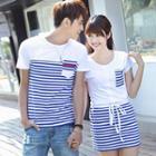 Couple Striped Panel T-shirt / T-shirt Dress