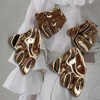 Irregular Textured Dangle Earring Earrings - Gold - One Size