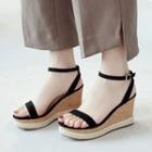 Genuine Leather Ankle Strap Wedge Sandals