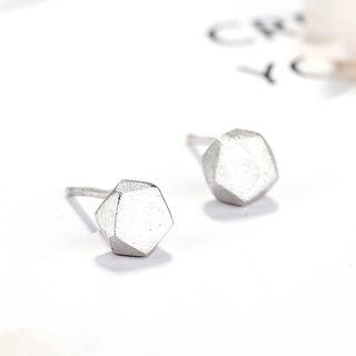 925 Sterling Silver Geometric Stud Earring Silver - One Size