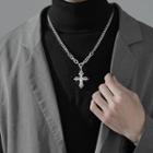 Cross Pendant Stainless Steel Necklace Necklace - 57cm - Silver - One Size