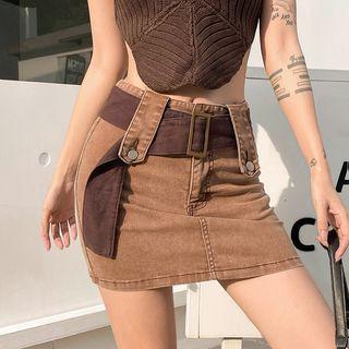 Mid-rise Plain Mini Pencil Skirt