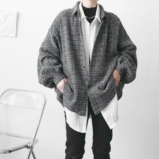 Long Sleeve Oversized Gingham Shirt Black - One Size