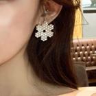 Rhinestone Abstract Snowflake Earrings 1 Pair - Gold - One Size