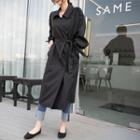 Epaulet Belted Long Trench Coat