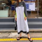 Color-block Stitched Oversized T-shirt Dress