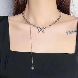 Star Butterfly Pendant Alloy Choker Silver - One Size