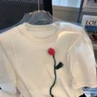 Oversize Short Sleeve Flower Printed T-shirt
