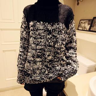 Turtleneck Color-block Sweater