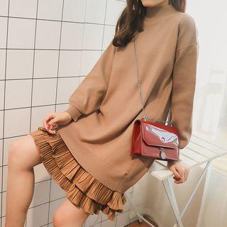 Ruffle Mock Two Piece Sweater Dress