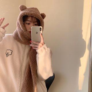 Bear Embroidered Fleece Zip Jacket