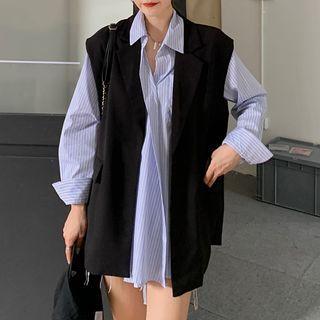 Long-sleeve Striped Shirt / Vest