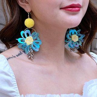Plastic Flower Bobble Dangle Earring As Shown In Figure - One Size