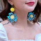 Plastic Flower Bobble Dangle Earring As Shown In Figure - One Size