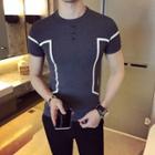Striped Color-block Short Sleeve T-shirt