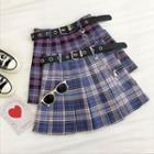 Color-block High-waist Cargo Pleated A-line Skirt